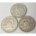 UNITED STATES OF AMERICA 1943, 1951, 1963 . HALF 1/2 DOLLAR COINS